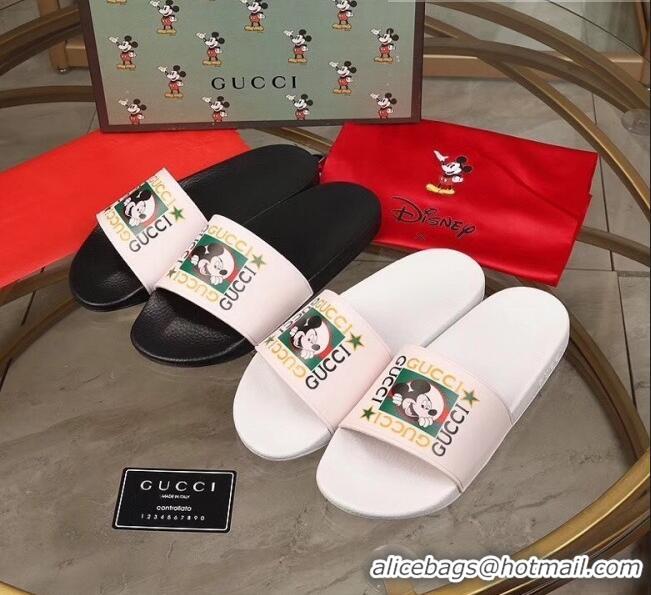 Grade Quality Gucci Disney x Gucci Rubber Flat Slide Sandals G0908 White 2020 (For Women and Men)