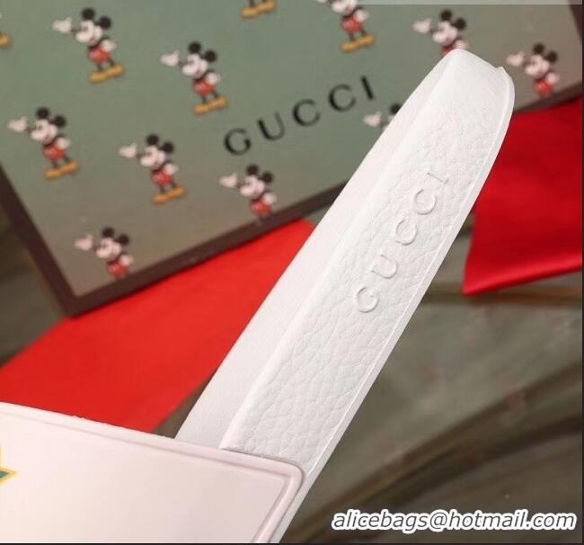 Grade Quality Gucci Disney x Gucci Rubber Flat Slide Sandals G0908 White 2020 (For Women and Men)