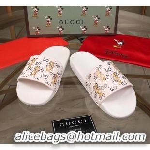 Famous Faux Gucci Mice Print Rubber Slide Sandal G0912 White 2020(For Women and Men)