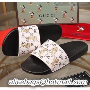 Trendy Design Gucci Mice Print Rubber Slide Sandal G0913 White/Black 2020(For Women and Men)