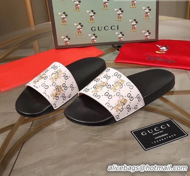 Trendy Design Gucci Mice Print Rubber Slide Sandal G0913 White/Black 2020(For Women and Men)