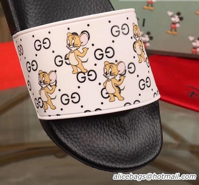 Trendy Design Gucci Mice Print Rubber Slide Sandal G0913 White/Black 2020(For Women and Men)