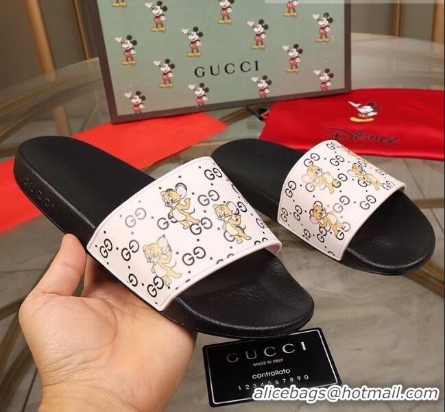 Trendy Design Gucci Mice Print Rubber Slide Sandal G0913 White/Black 2020(For Women and Men)