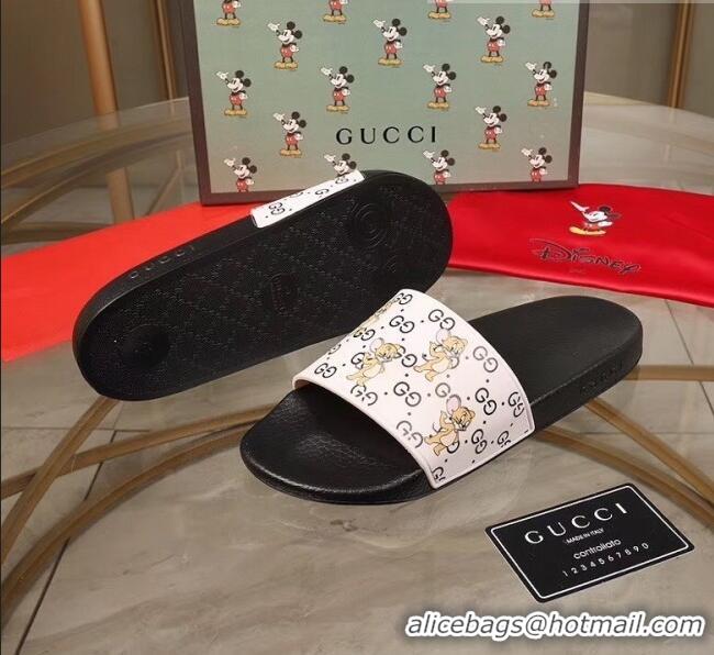 Trendy Design Gucci Mice Print Rubber Slide Sandal G0913 White/Black 2020(For Women and Men)