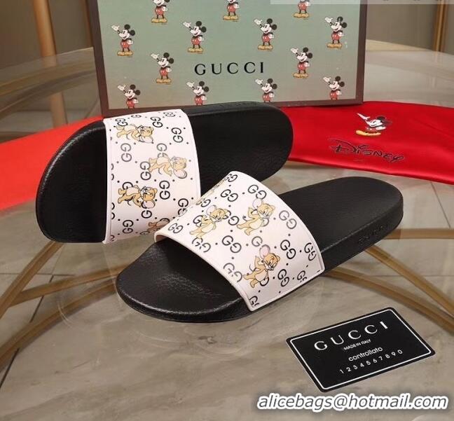 Trendy Design Gucci Mice Print Rubber Slide Sandal G0913 White/Black 2020(For Women and Men)