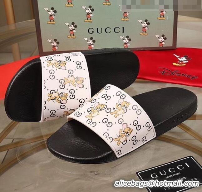 Trendy Design Gucci Mice Print Rubber Slide Sandal G0913 White/Black 2020(For Women and Men)