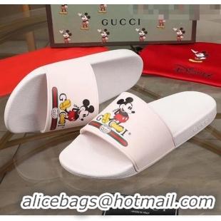 Promotional Gucci x Disney Mickey Print Rubber Slide Sandals G0919 White 2020 (For Women and Men)