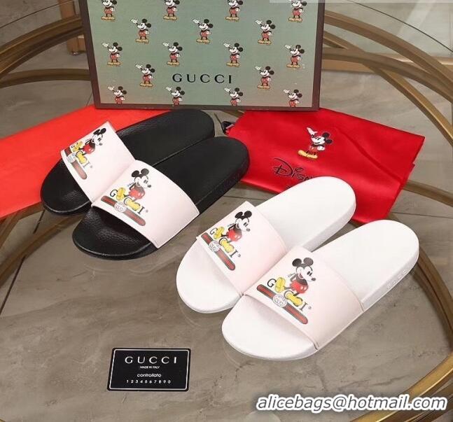 Promotional Gucci x Disney Mickey Print Rubber Slide Sandals G0919 White 2020 (For Women and Men)