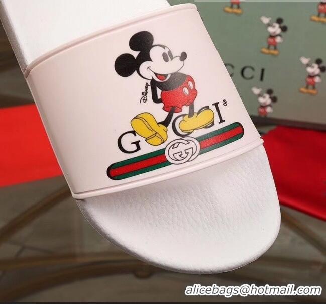 Promotional Gucci x Disney Mickey Print Rubber Slide Sandals G0919 White 2020 (For Women and Men)