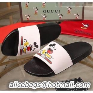 Classic Gucci x Disney Mickey Print Rubber Slide Sandals G0919 White/Black 2020 (For Women and Men)