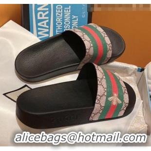 Promotional Gucci GG Supreme And Bee Print Slide Sandal With Stripe G0920 2020 (For Women and Men)