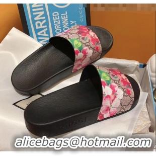 Top Quality Gucci GG Supreme Flower Print Slide Sandal G0921 Brown/Red 2020 (For Women and Men)