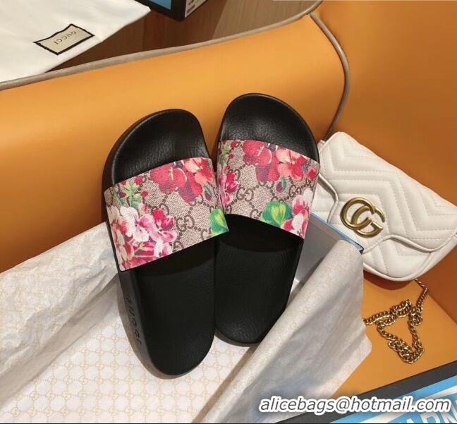 Top Quality Gucci GG Supreme Flower Print Slide Sandal G0921 Brown/Red 2020 (For Women and Men)