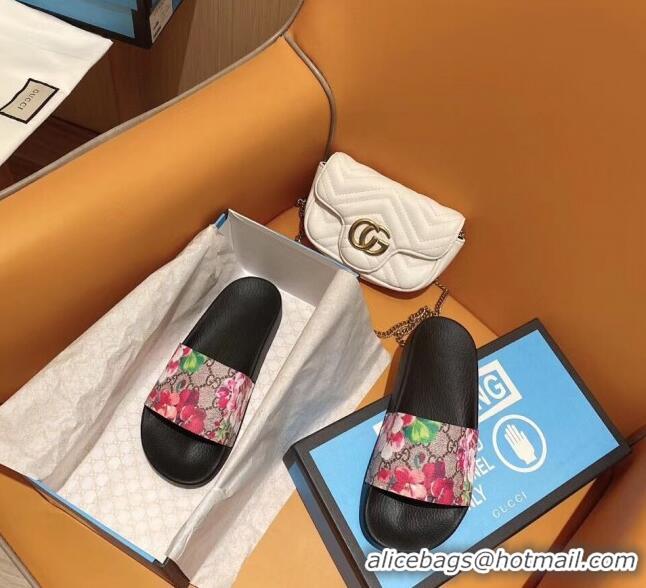 Top Quality Gucci GG Supreme Flower Print Slide Sandal G0921 Brown/Red 2020 (For Women and Men)