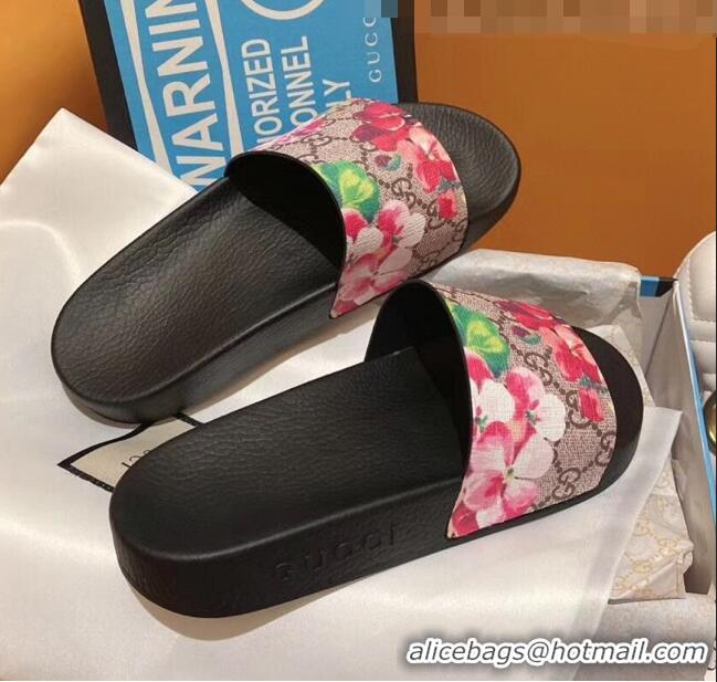 Top Quality Gucci GG Supreme Flower Print Slide Sandal G0921 Brown/Red 2020 (For Women and Men)