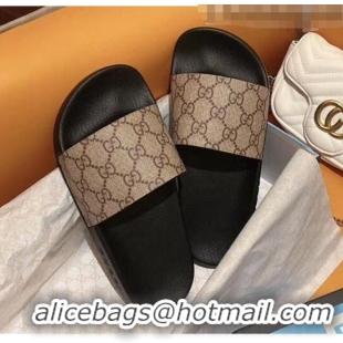 Discount Gucci GG Canvas Slide Sandal G001 Brown 2020 (For Women and Men)