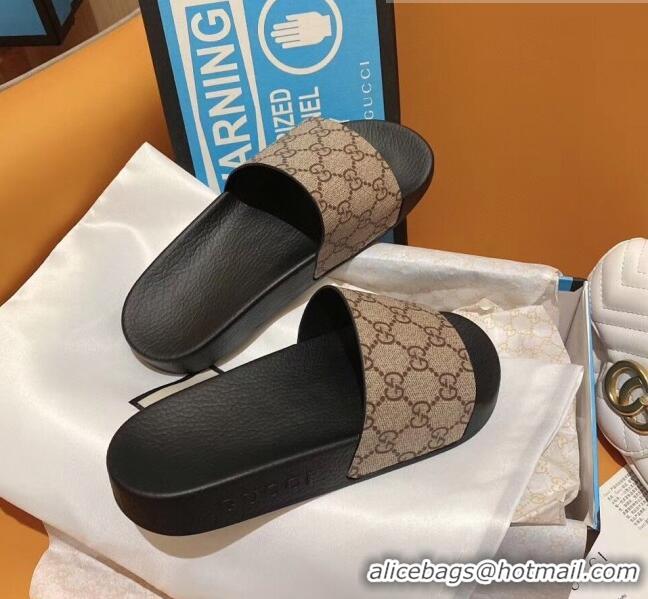 Discount Gucci GG Canvas Slide Sandal G001 Brown 2020 (For Women and Men)