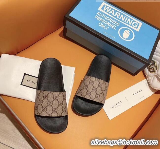 Discount Gucci GG Canvas Slide Sandal G001 Brown 2020 (For Women and Men)