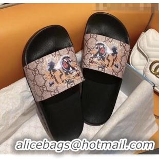 Low Price Gucci GG Tiger Print Slide Sandal G002 Brown 2020(For Women and Men)