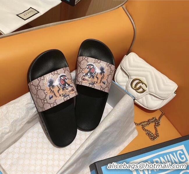 Low Price Gucci GG Tiger Print Slide Sandal G002 Brown 2020(For Women and Men)