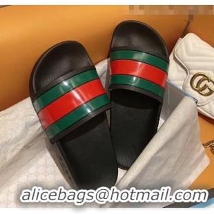 Buy New Gucci Web Rubber Slide Sandal G004 Black 2020(For Women and Men)