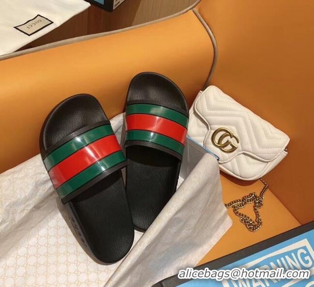 Buy New Gucci Web Rubber Slide Sandal G004 Black 2020(For Women and Men)