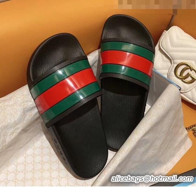 Buy New Gucci Web Rubber Slide Sandal G004 Black 2020(For Women and Men)