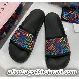 Top Design Gucci GG Psychedelic Supreme Canvas Slide Sandal G0929 Black 2020(For Women and Men)