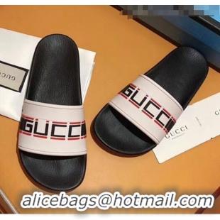 Promotional Gucci Stripe Rubber Slide Sandal 524984 Black/White 2020(For Women and Men)