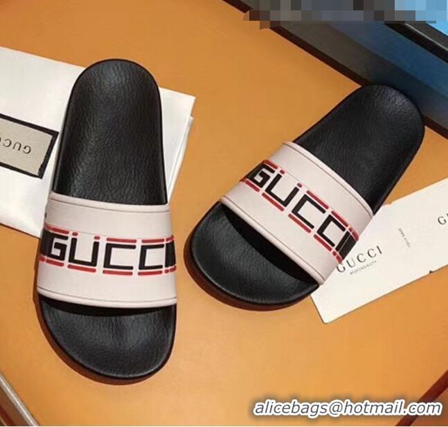 Promotional Gucci Stripe Rubber Slide Sandal 524984 Black/White 2020(For Women and Men)