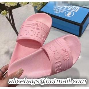 Reproduction Gucci Logo Rubber Slide Sandal 522887 Pink 2020(For Women and Men)