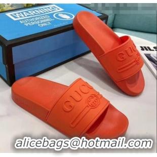 Best Price Gucci Logo Rubber Slide Sandal 522887 Orange 2020(For Women and Men)