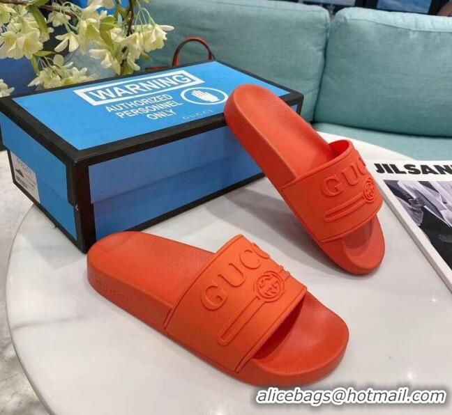 Best Price Gucci Logo Rubber Slide Sandal 522887 Orange 2020(For Women and Men)