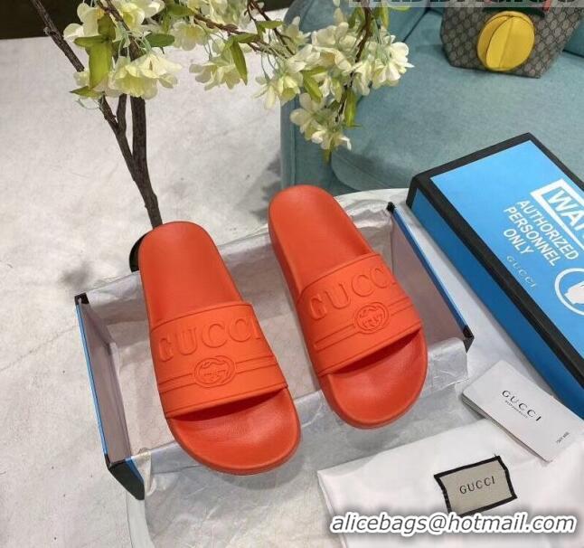 Best Price Gucci Logo Rubber Slide Sandal 522887 Orange 2020(For Women and Men)