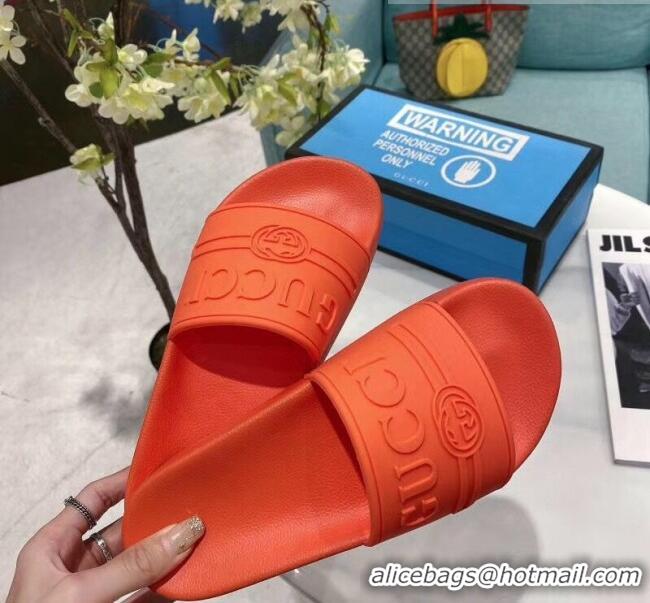 Best Price Gucci Logo Rubber Slide Sandal 522887 Orange 2020(For Women and Men)