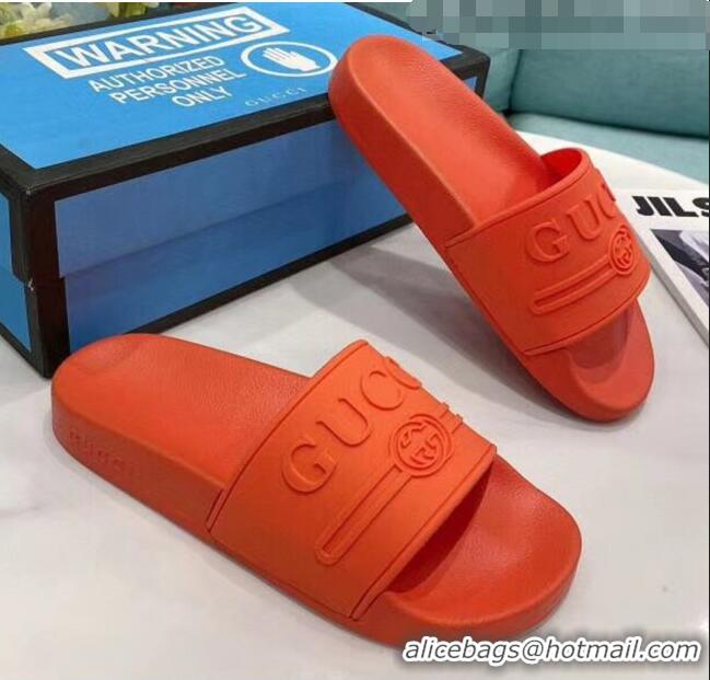 Best Price Gucci Logo Rubber Slide Sandal 522887 Orange 2020(For Women and Men)