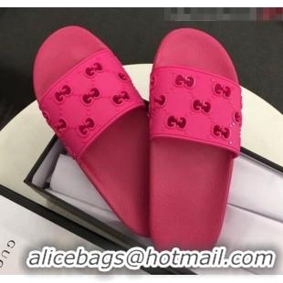 Reasonable Price Gucci Rubber GG Slide Sandal 573922 Rosy 2020 (For Women and Men)