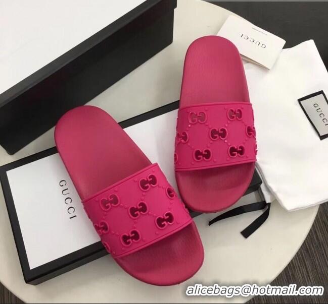 Reasonable Price Gucci Rubber GG Slide Sandal 573922 Rosy 2020 (For Women and Men)