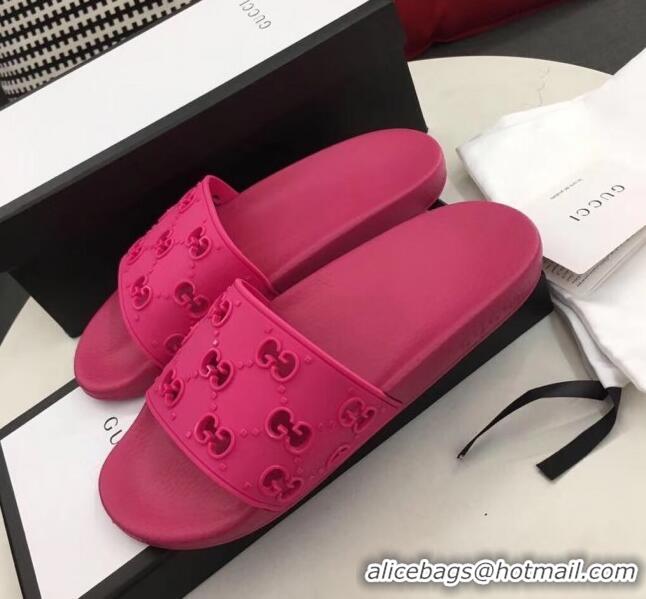 Reasonable Price Gucci Rubber GG Slide Sandal 573922 Rosy 2020 (For Women and Men)