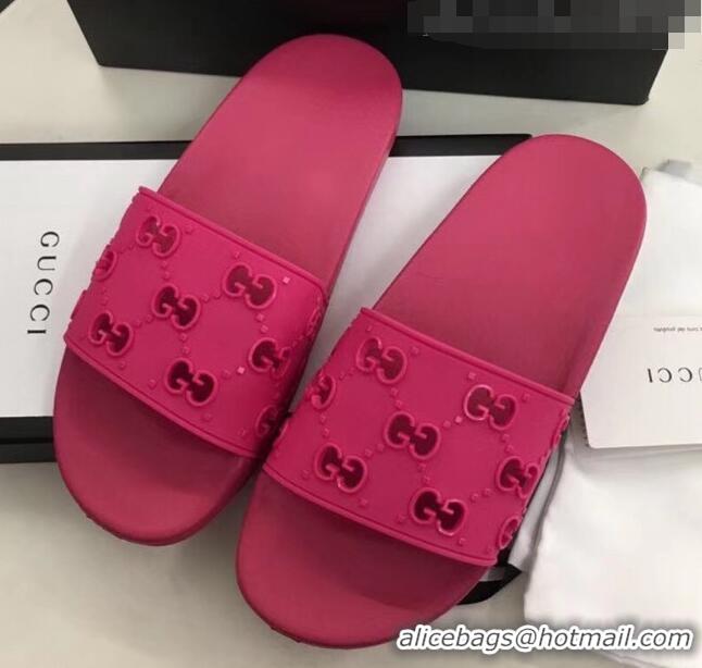 Reasonable Price Gucci Rubber GG Slide Sandal 573922 Rosy 2020 (For Women and Men)