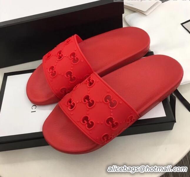 Buy Classic Gucci Rubber GG Slide Sandal 573922 Red 2020(For Women and Men)