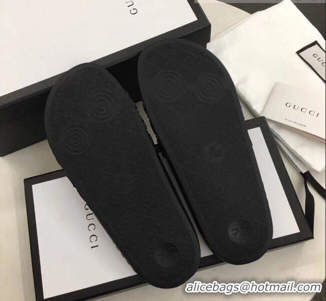 Low Cost Gucci Rubber GG Slide Sandal 573922 Black 2020(For Women and Men)