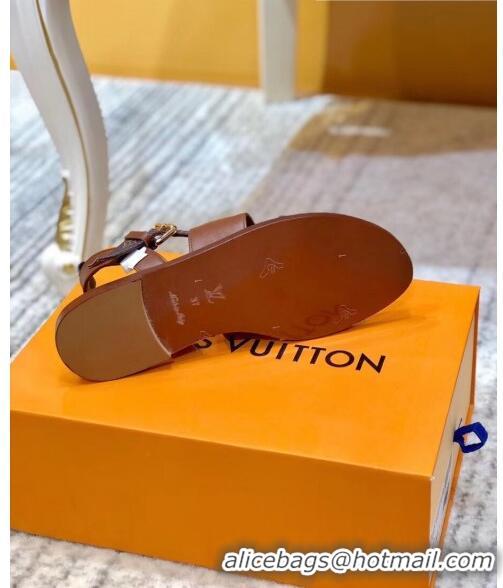 ​Best Quality Louis Vuitton ACADEMY Sandals in Calfskin & Monogram Canvas LV2632 Brown 2020