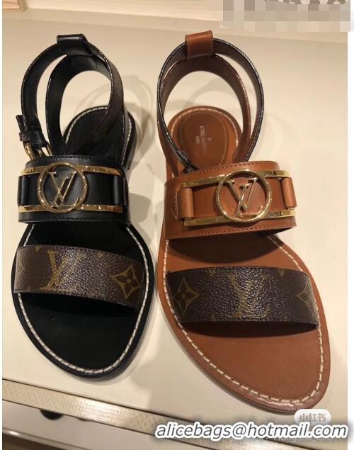 ​Best Quality Louis Vuitton ACADEMY Sandals in Calfskin & Monogram Canvas LV2632 Brown 2020