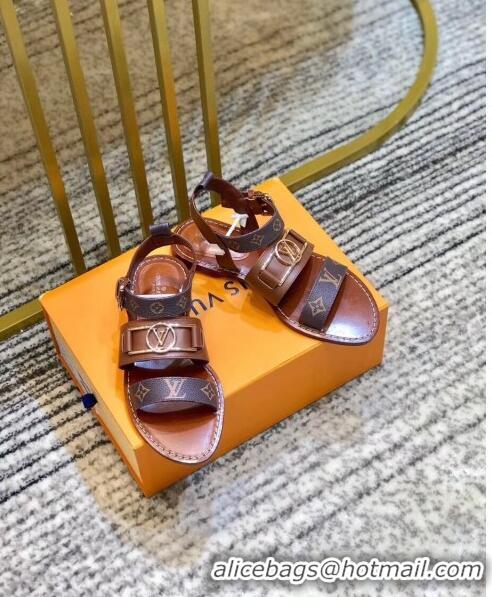 ​Best Quality Louis Vuitton ACADEMY Sandals in Calfskin & Monogram Canvas LV2632 Brown 2020