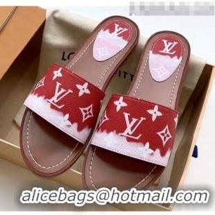 Latest Style Louis Vuitton LV Escale Lock It Flat Mule Sandals LV0623 Red 2020