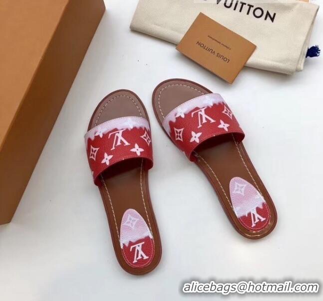 Latest Style Louis Vuitton LV Escale Lock It Flat Mule Sandals LV0623 Red 2020