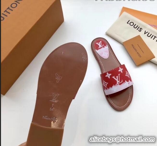 Latest Style Louis Vuitton LV Escale Lock It Flat Mule Sandals LV0623 Red 2020