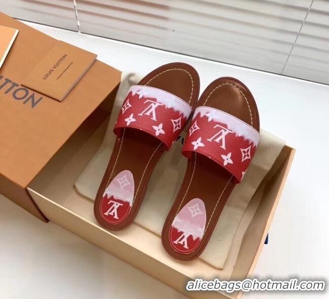 Latest Style Louis Vuitton LV Escale Lock It Flat Mule Sandals LV0623 Red 2020