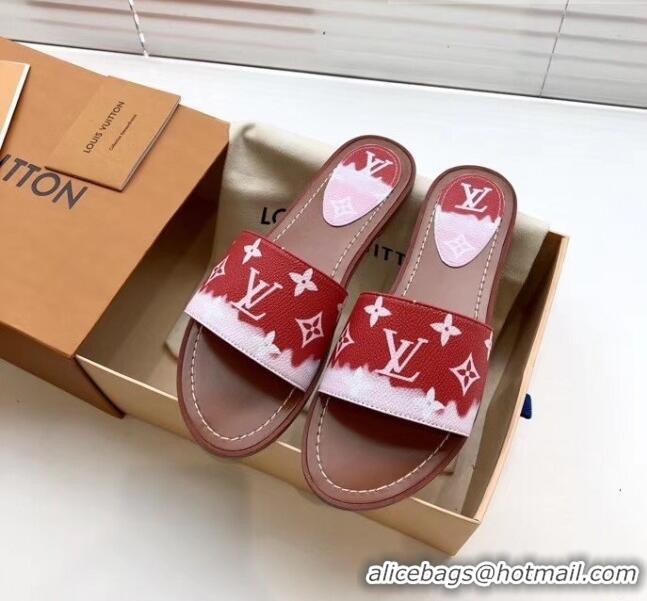 Latest Style Louis Vuitton LV Escale Lock It Flat Mule Sandals LV0623 Red 2020